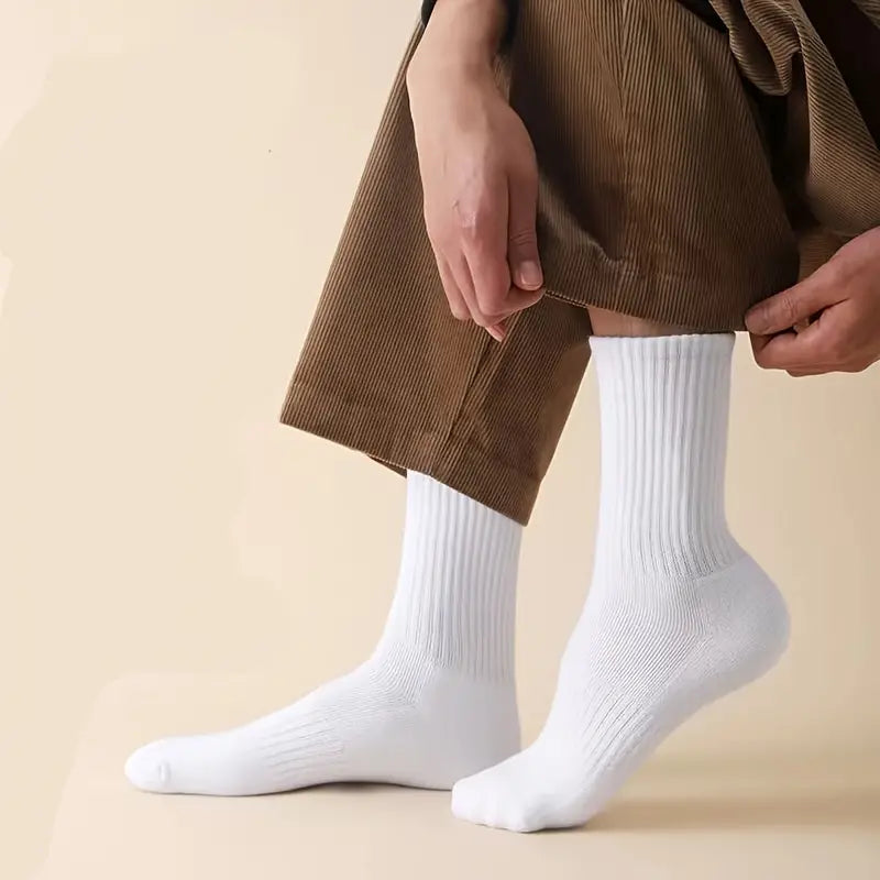 5 Pairs of Anti-Odor Men's Solid Crew Socks,