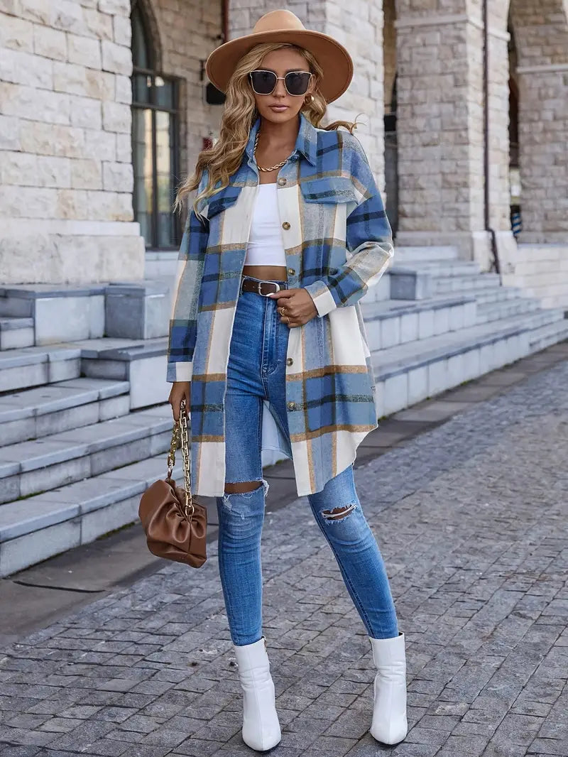 Casual Plaid Long Sleeve 1pc Jacket