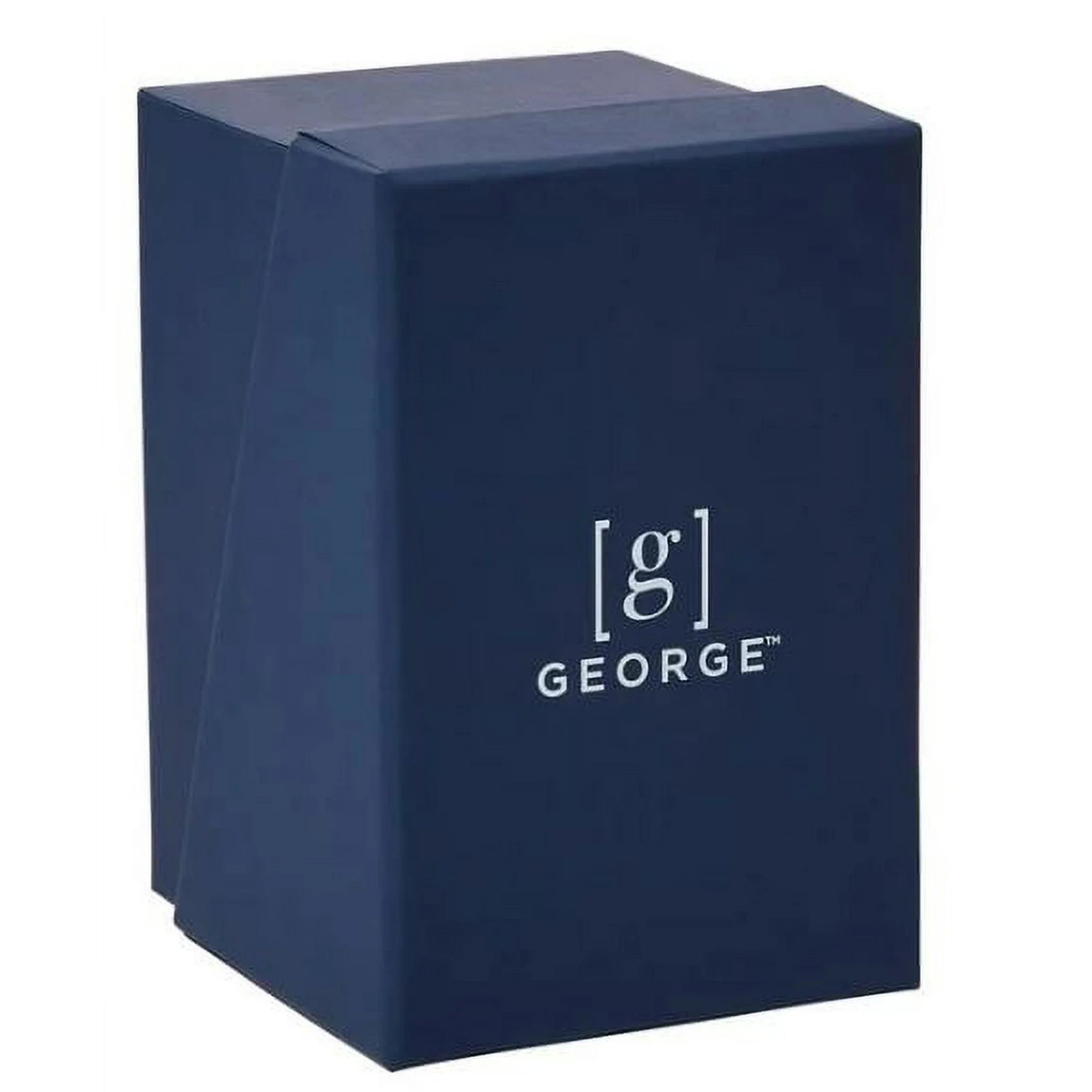 George Men's Gold Tone Cushion Shape Blue Dial Brown Strap Wristwatch, 40 mm