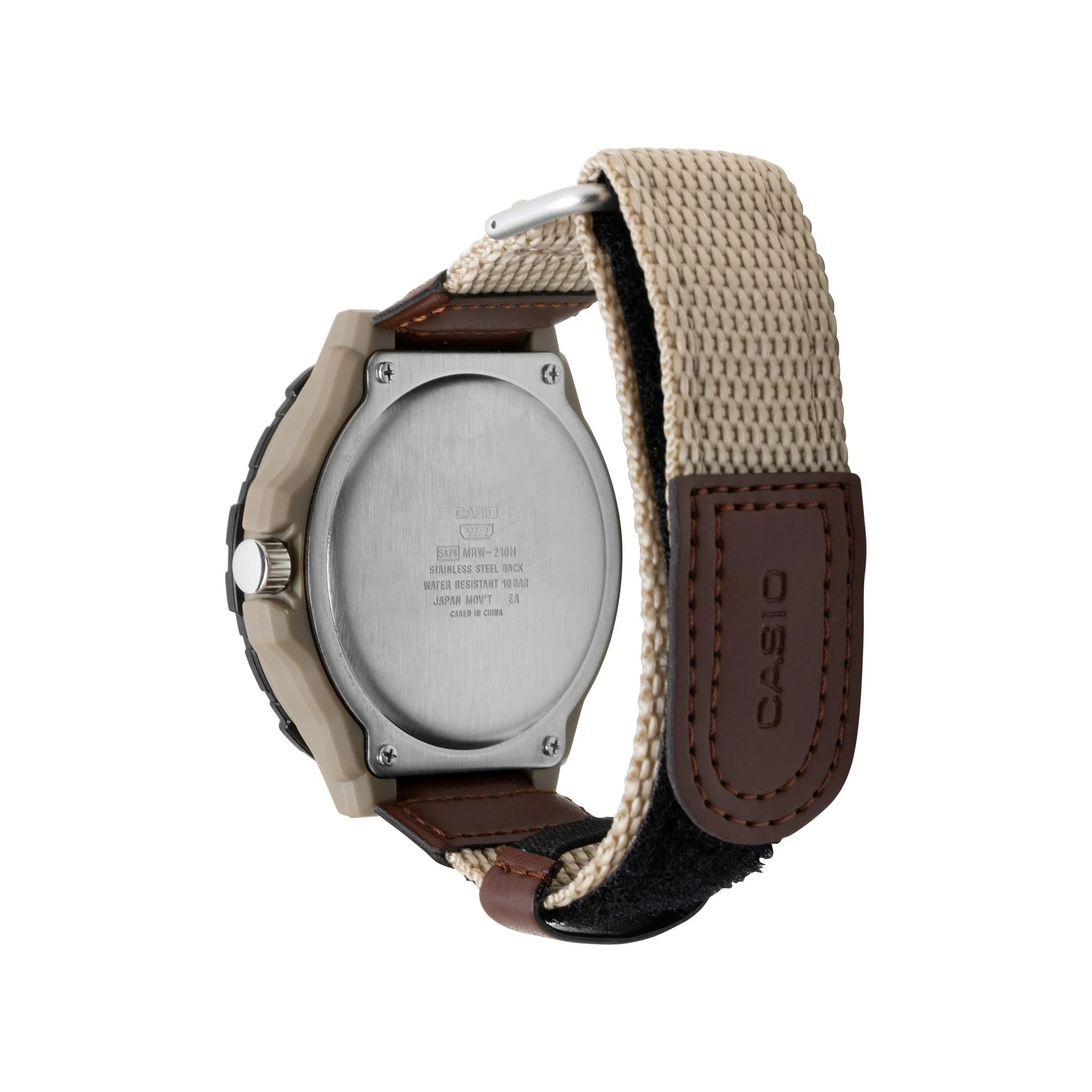 Casio Men's Large Dial Analog Sport Watch with Khaki Nylon Strap