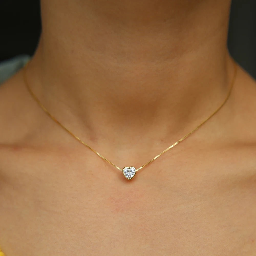 925 Sterling Silver Solitaire CZ Pendant Necklace