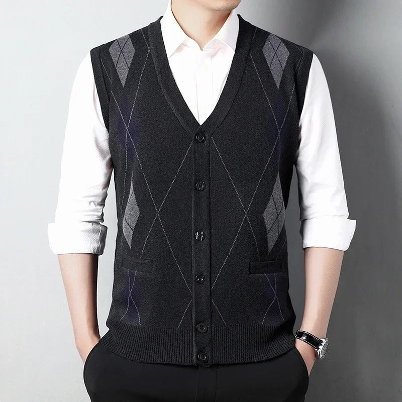 Men's Thick Knit V-Neck Sweater Vest