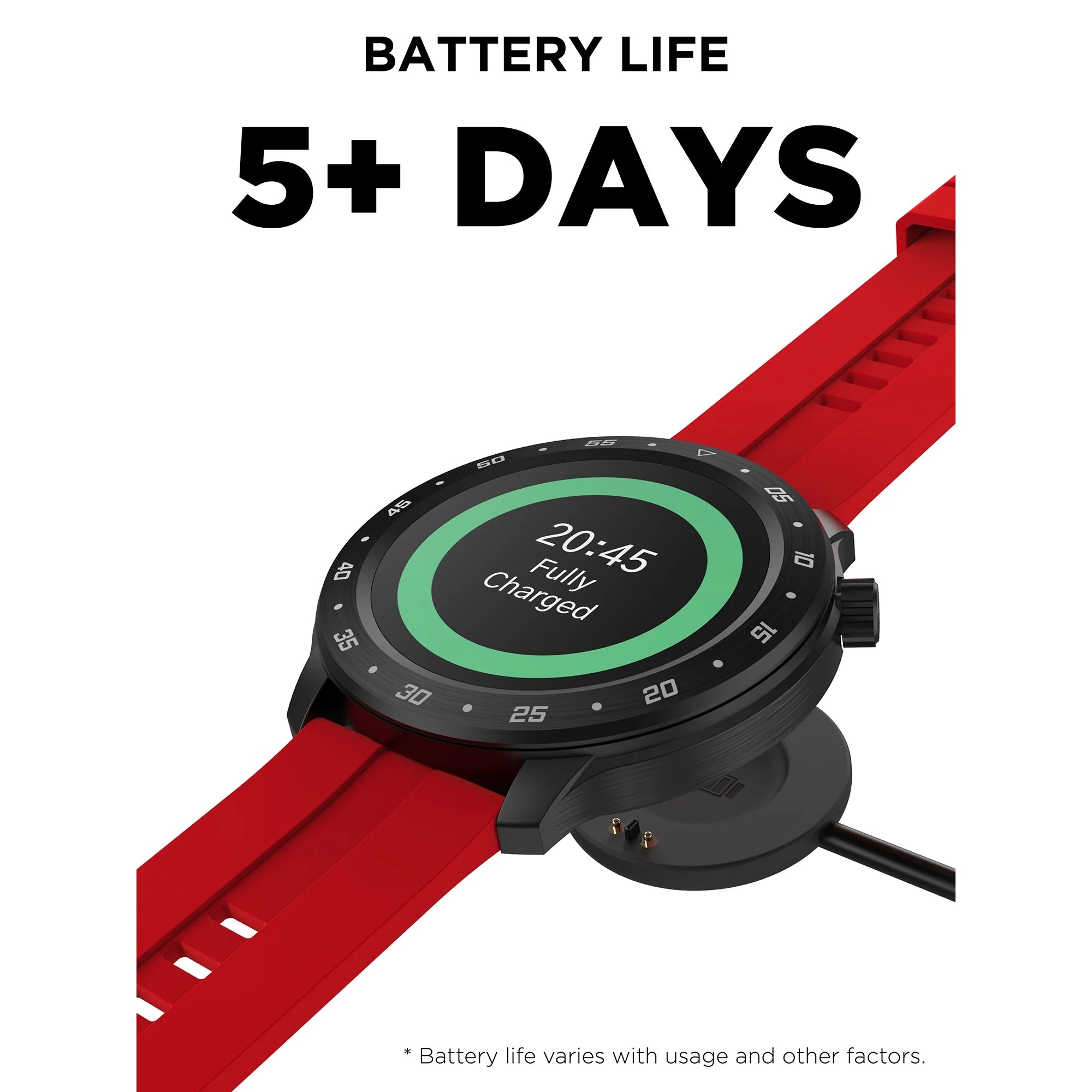 Men Smart Watch, Red, Silicone Strap