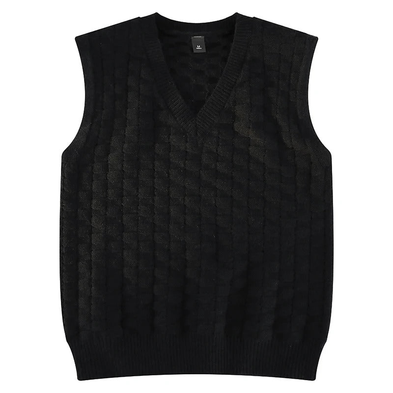 Men's Jacquard Checkered Knit Sweater Vest