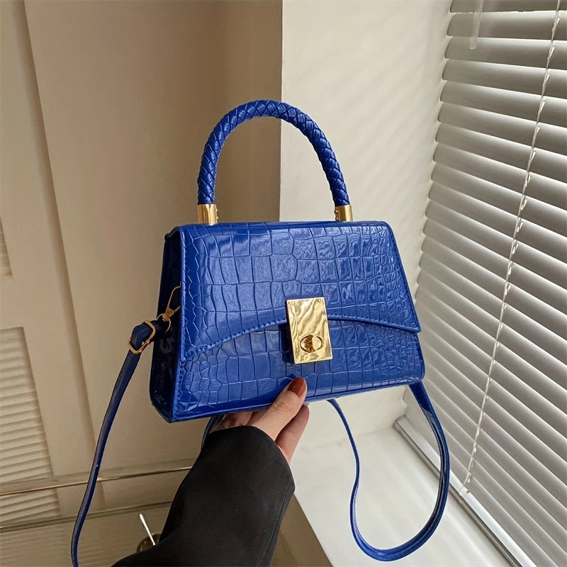 Women's Crossbody Bag - Stone Pattern Glossy Shoulder Bag