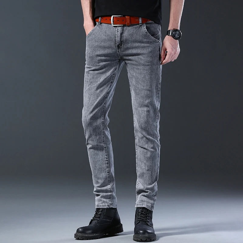 Men’s Slim Fit Korean Style Gray Stretch Denim Jeans