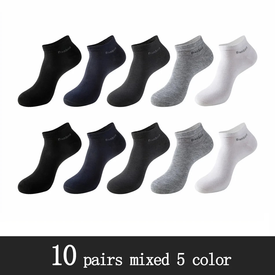 Men’s Bamboo Fiber Ankle Socks – 10 Pairs