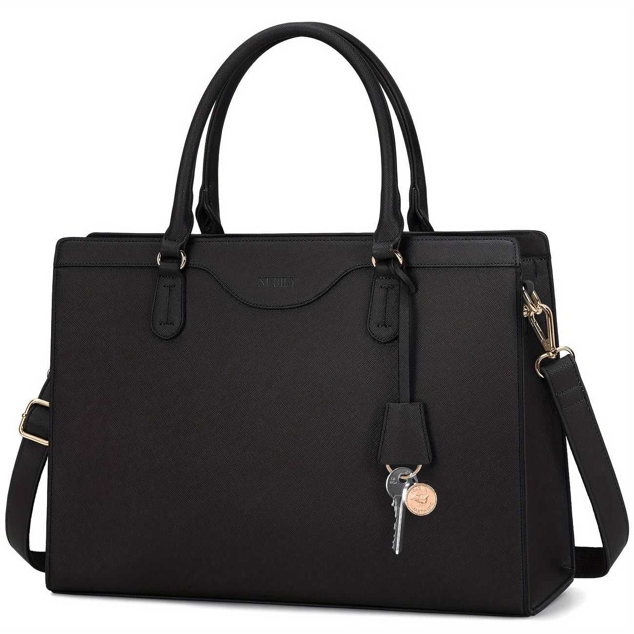 Women 15.6 Inch Waterproof Faux Leather Computer Tote Bag Professional Business Office