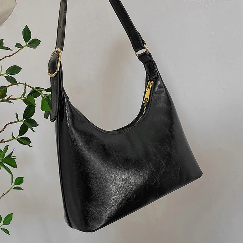 Vintage Glossy PU Leather Handbag