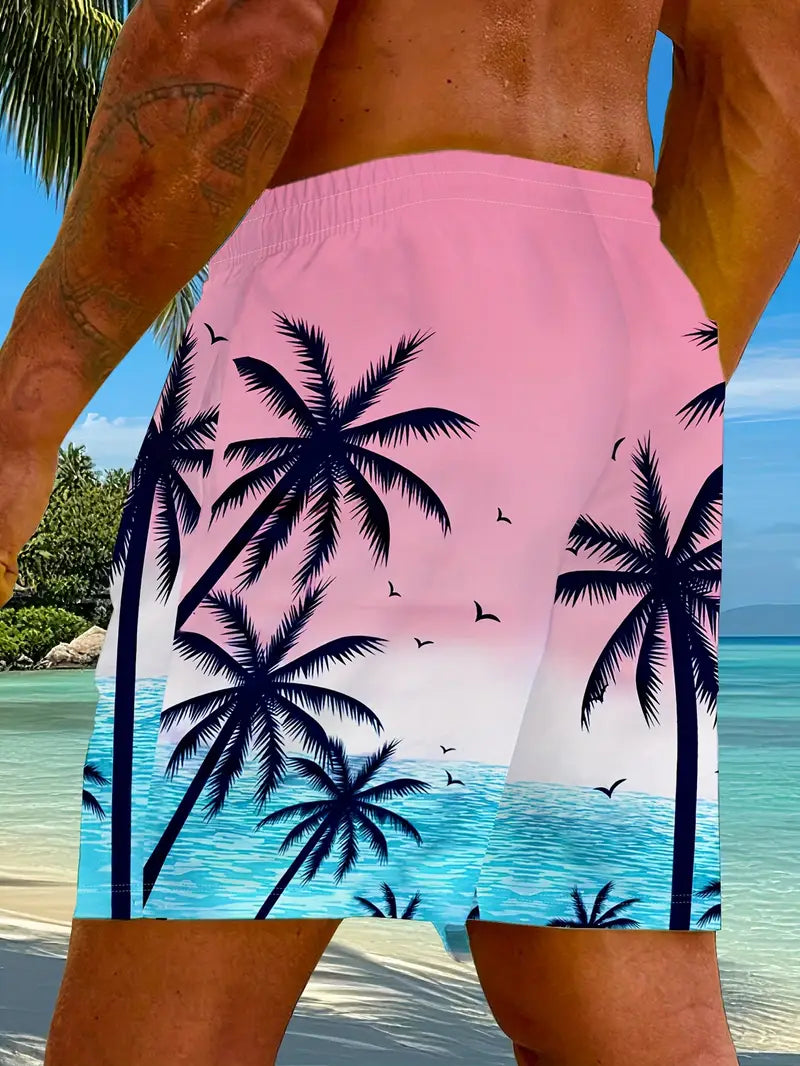 Men's Tropical Palm Tree Print Swim Shorts