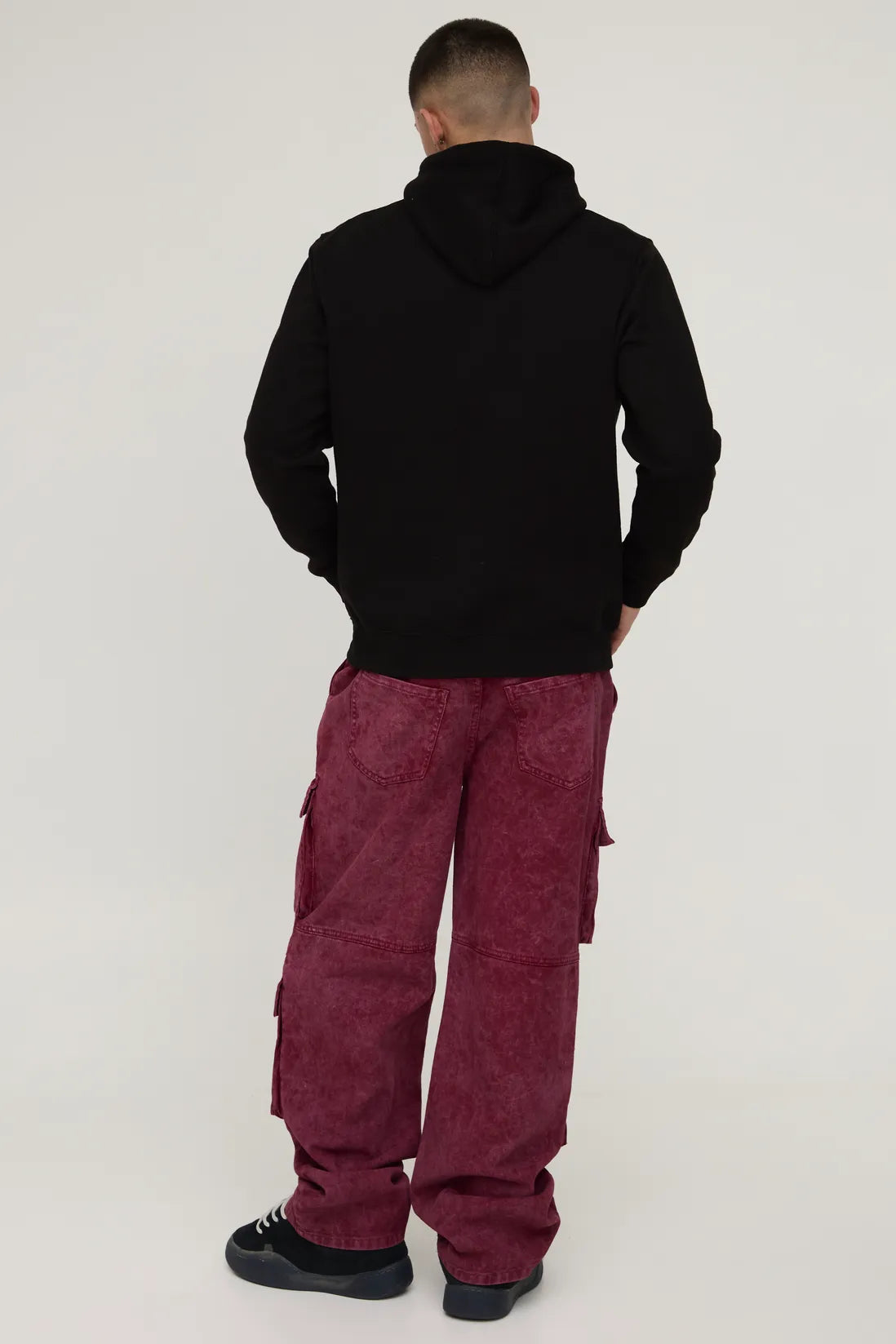 Relaxed Rigid Acid Washed Multi Pocket Cargo Denim Jeans