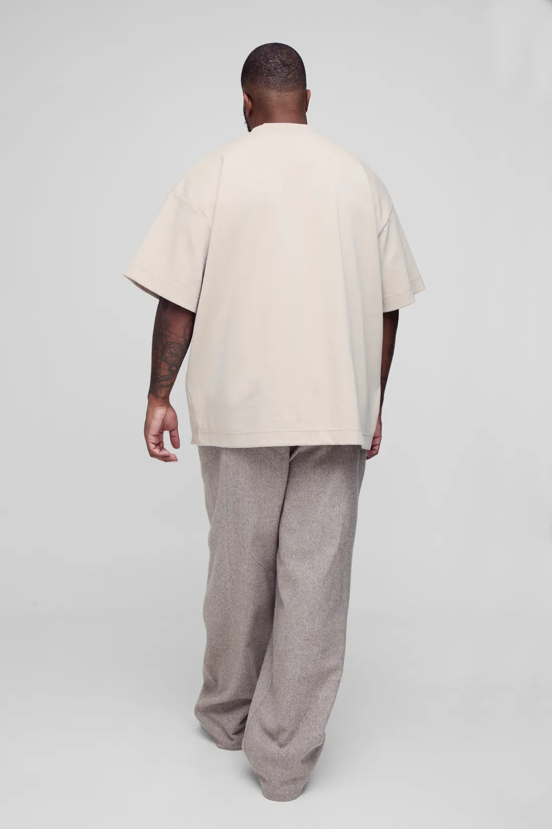 Plus Brushed Herringbone Relaxed Fit Trousers