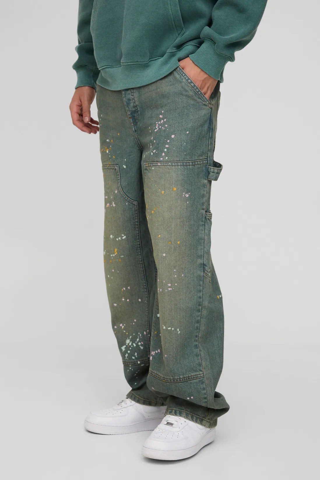 Relaxed Rigid Paint Splatter Carpenter Denim Jeans