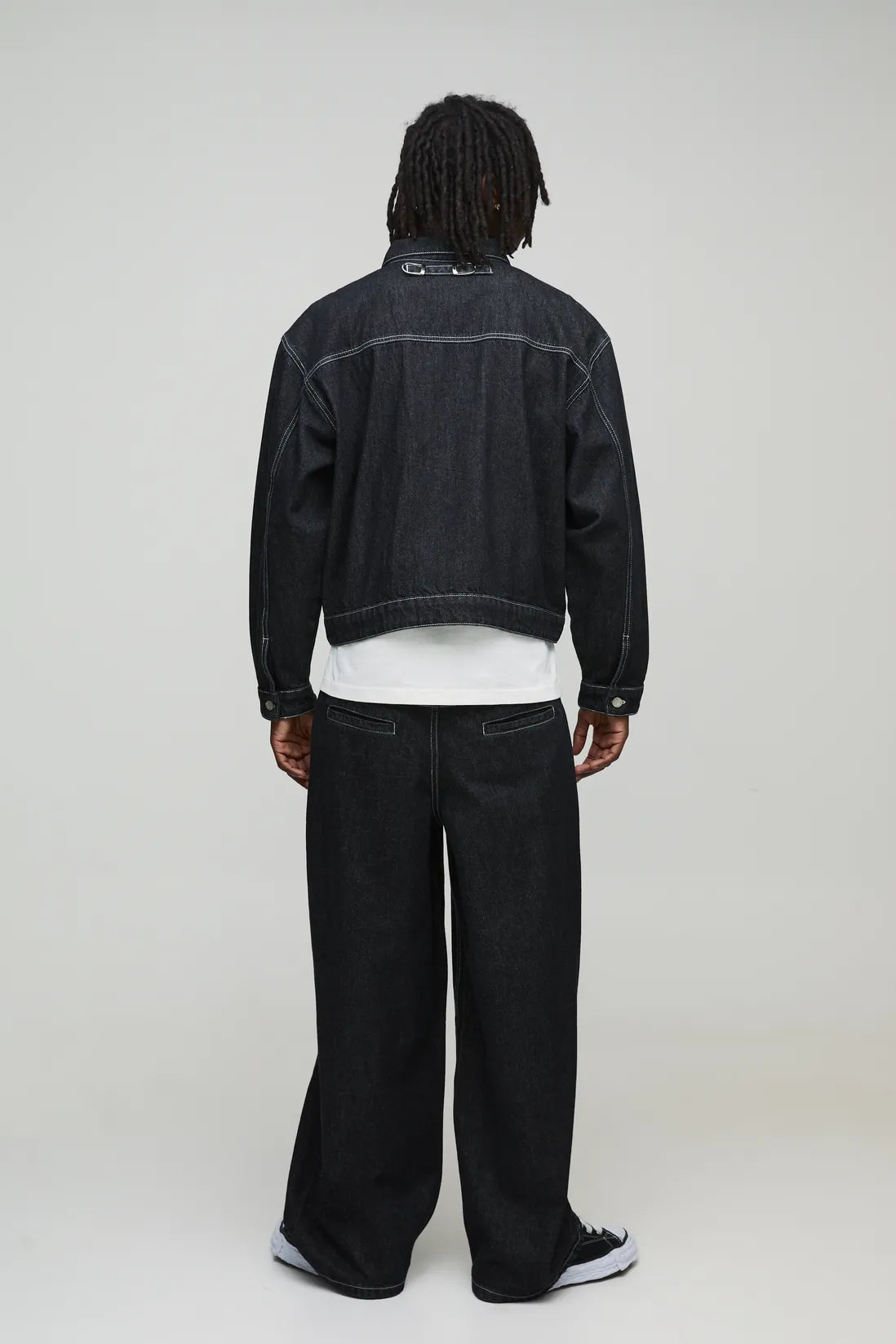 Boxy Contrast Stitch Denim Jacket