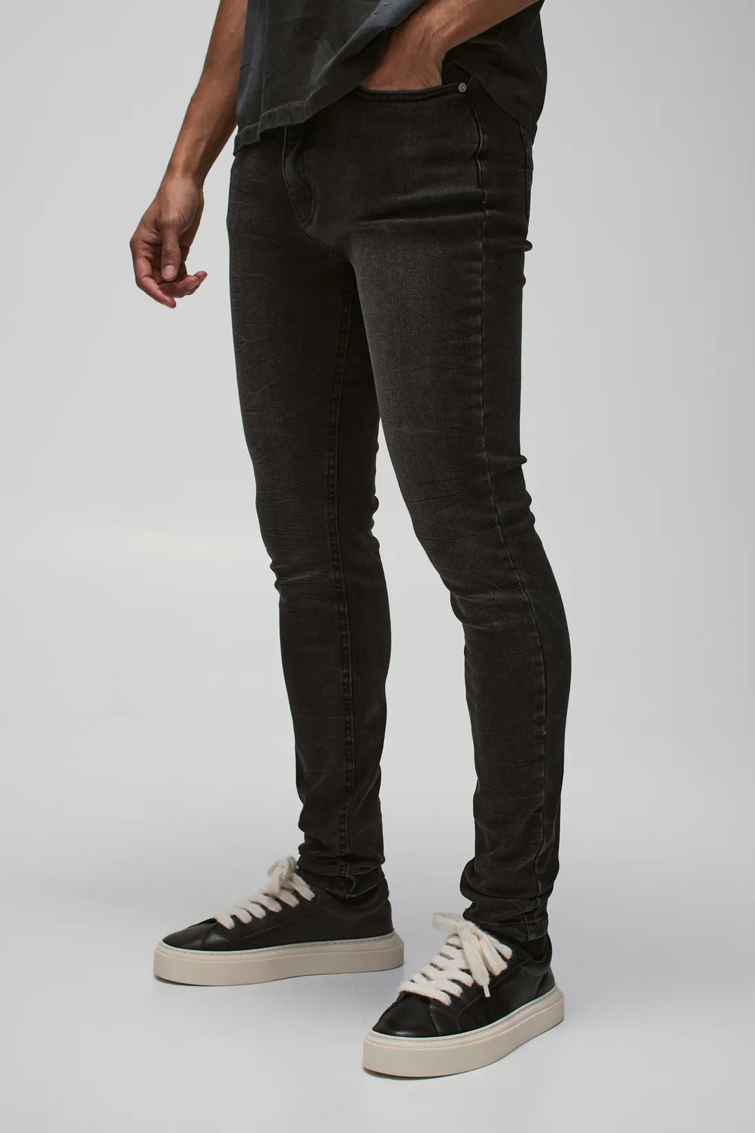 Skinny Stretch Stacked Washed Jeans