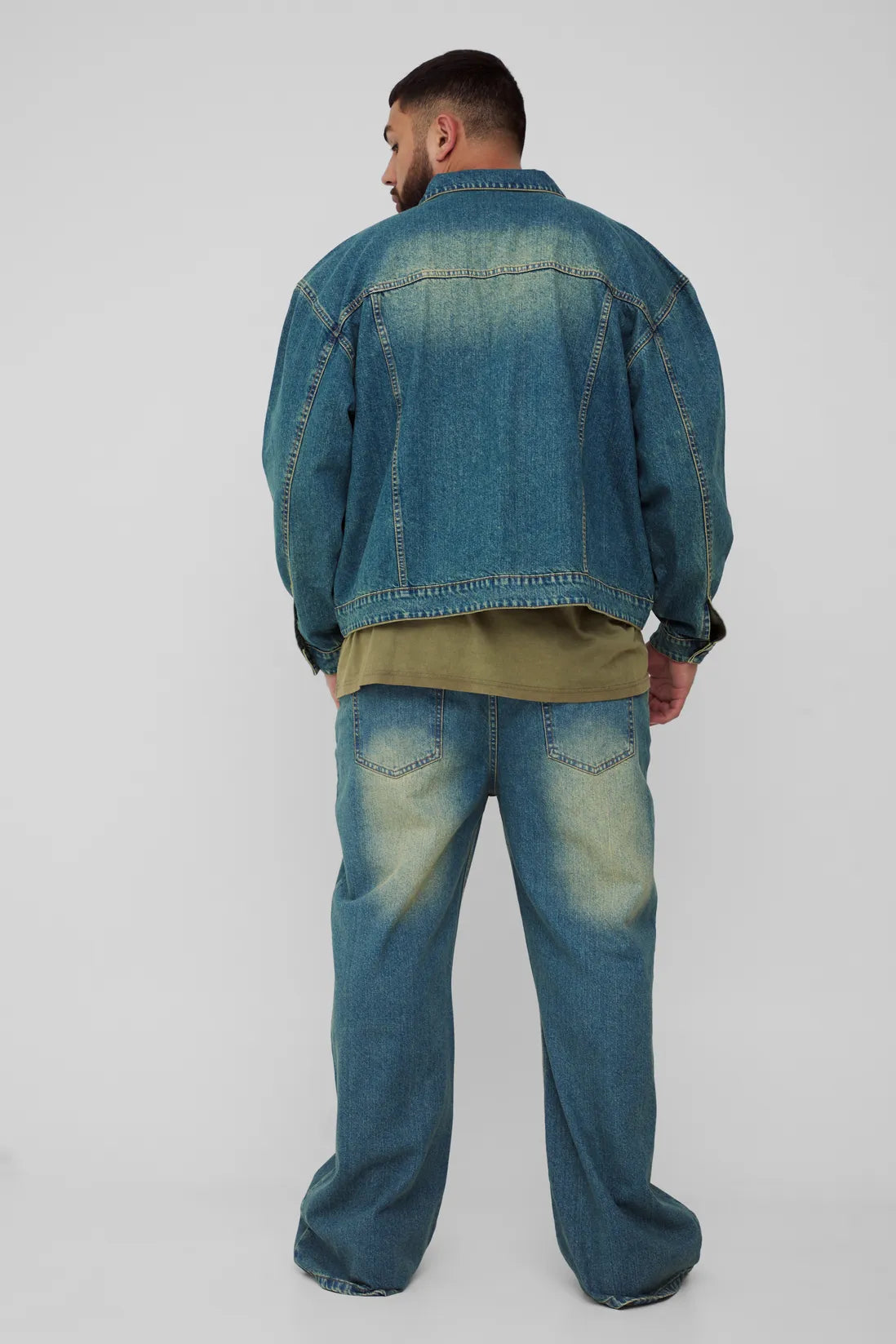 Plus Tinted Ripped Boxy Oversized Denim Jacket