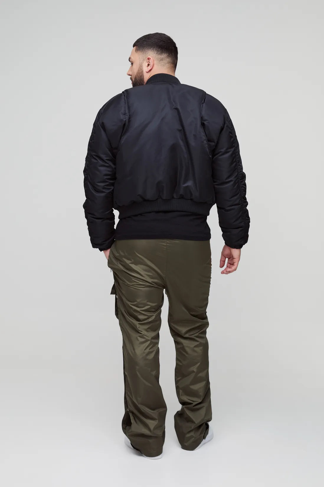 Plus Elasticated Waist Slim Flare Stacked Cargo Trousers