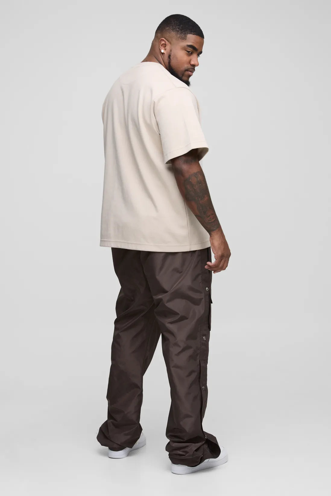 Plus Elasticated Waist Slim Flare Stacked Cargo Trousers