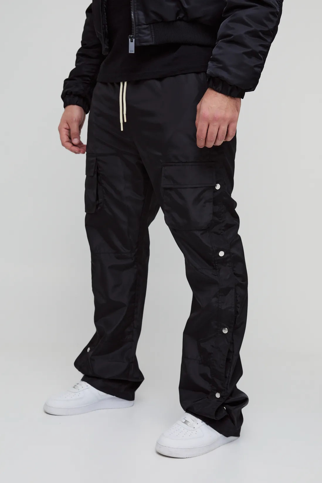Plus Elasticated Waist Slim Flare Stacked Cargo Trousers