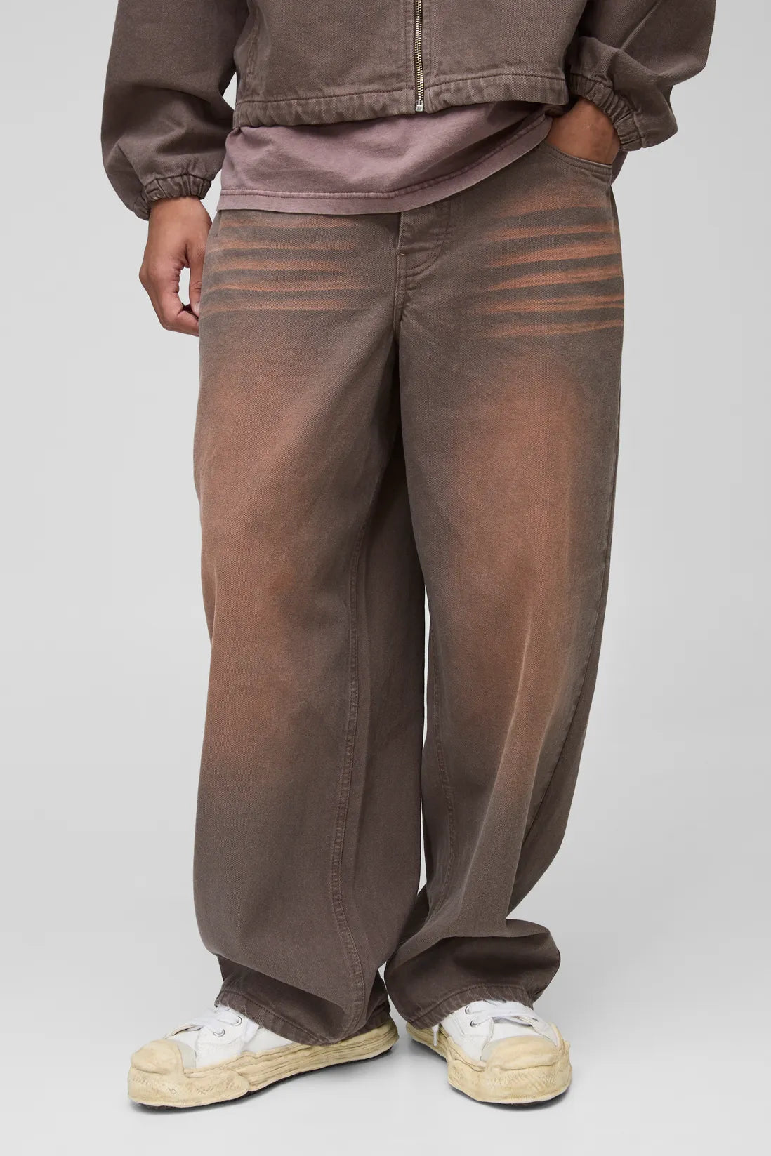 Super Baggy Rigid Washed Brown Jeans