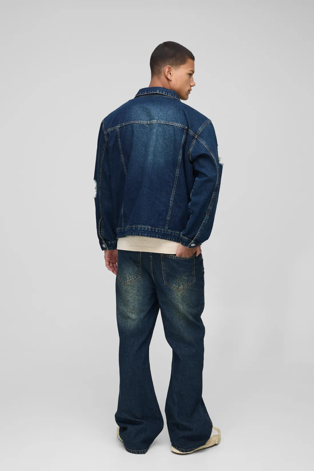 Regular Washed Ripped Denim Jacket