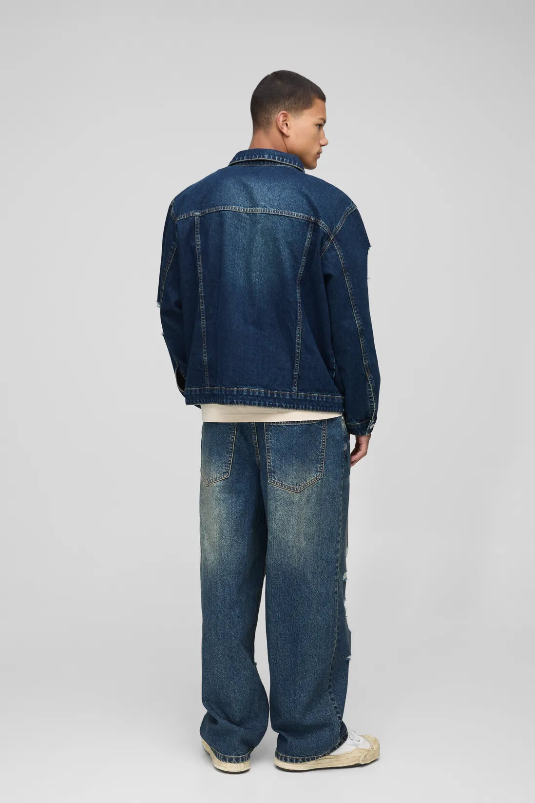 Super Baggy All Over Ripped Washed Jeans