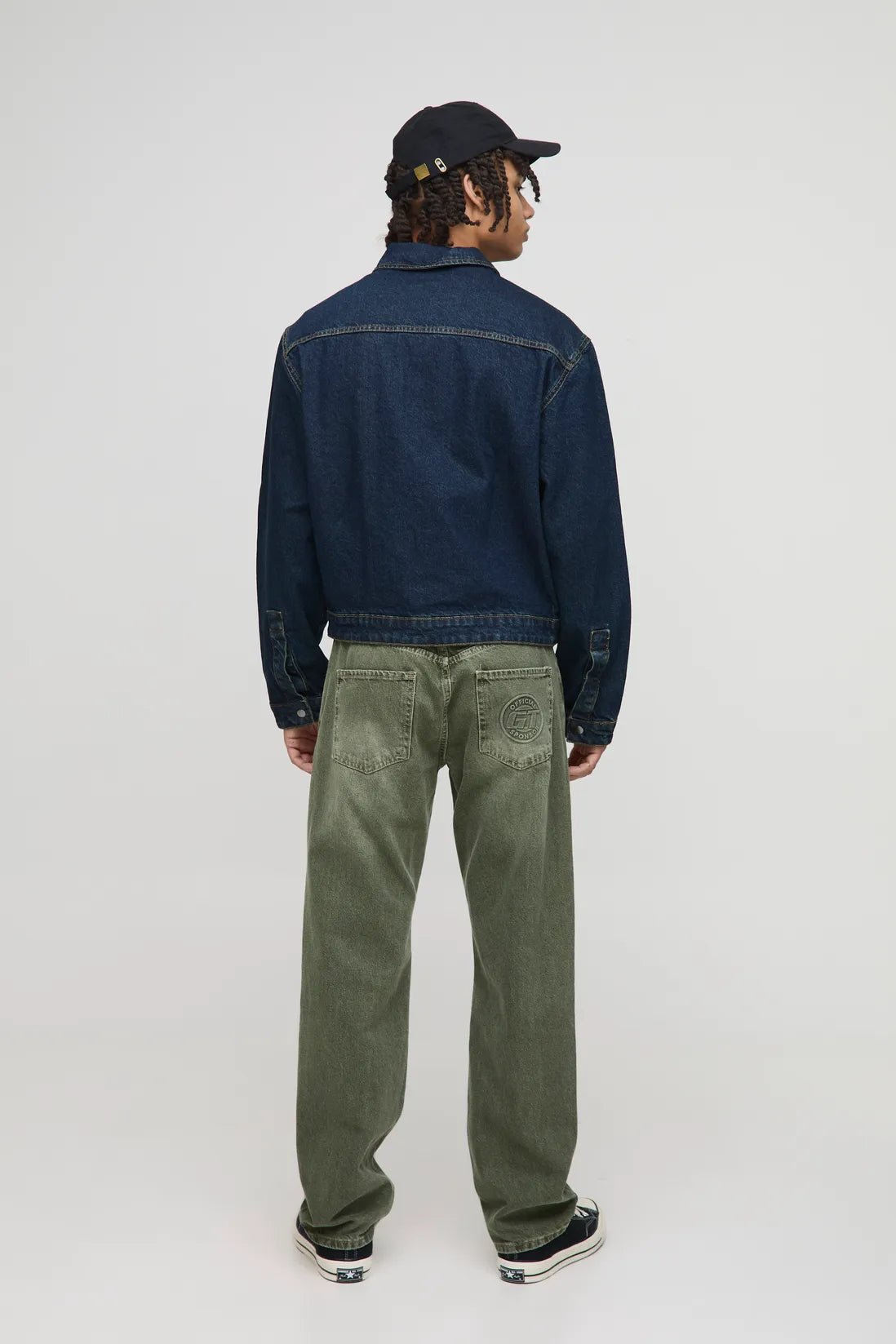Relaxed Fit Concealed Placket Embroidered Denim Jacket