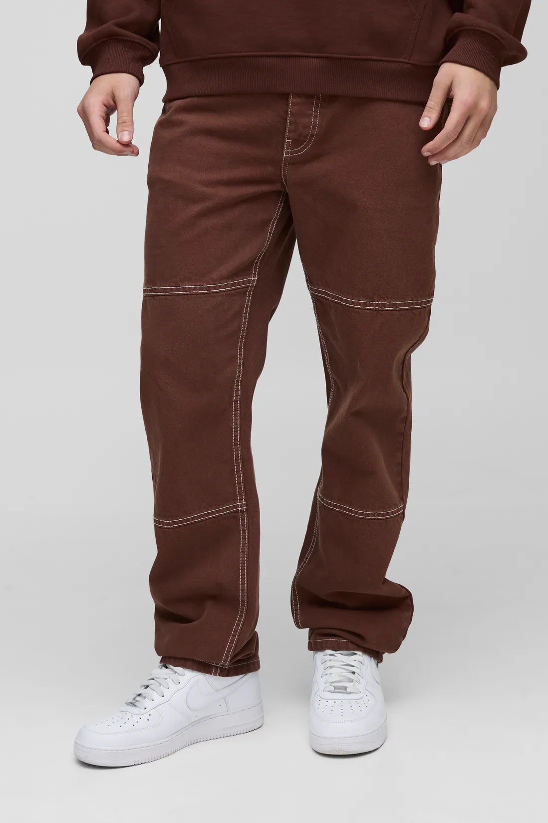 Straight Leg Contrast Stitch Denim Jeans