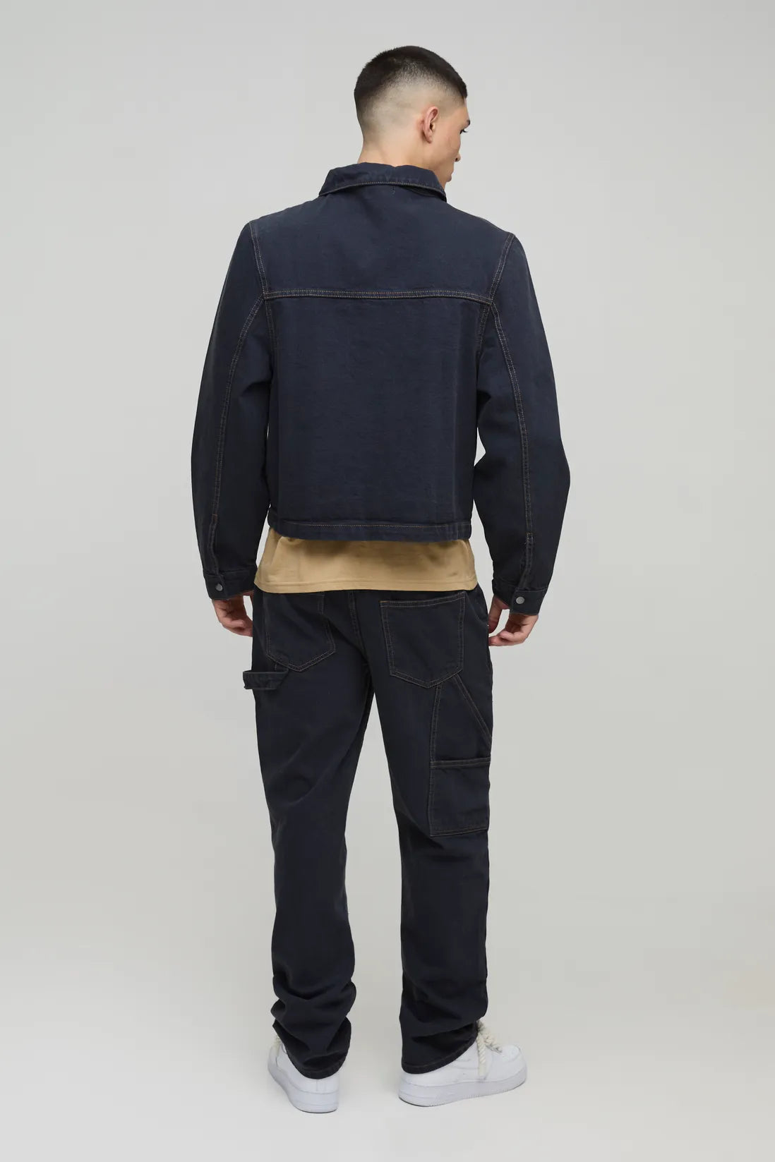 Carpenter Contrast Stitch Denim Harrington Jacket