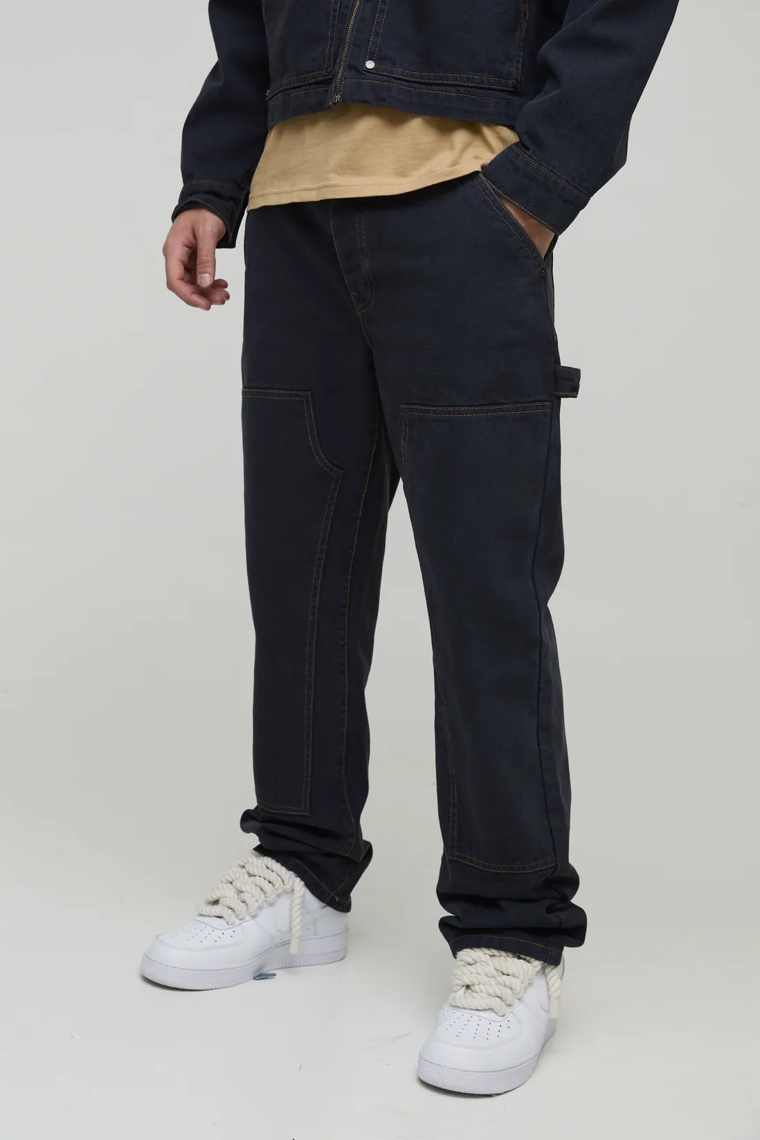 Straight Leg Carpenter Contrast Stitch Jeans