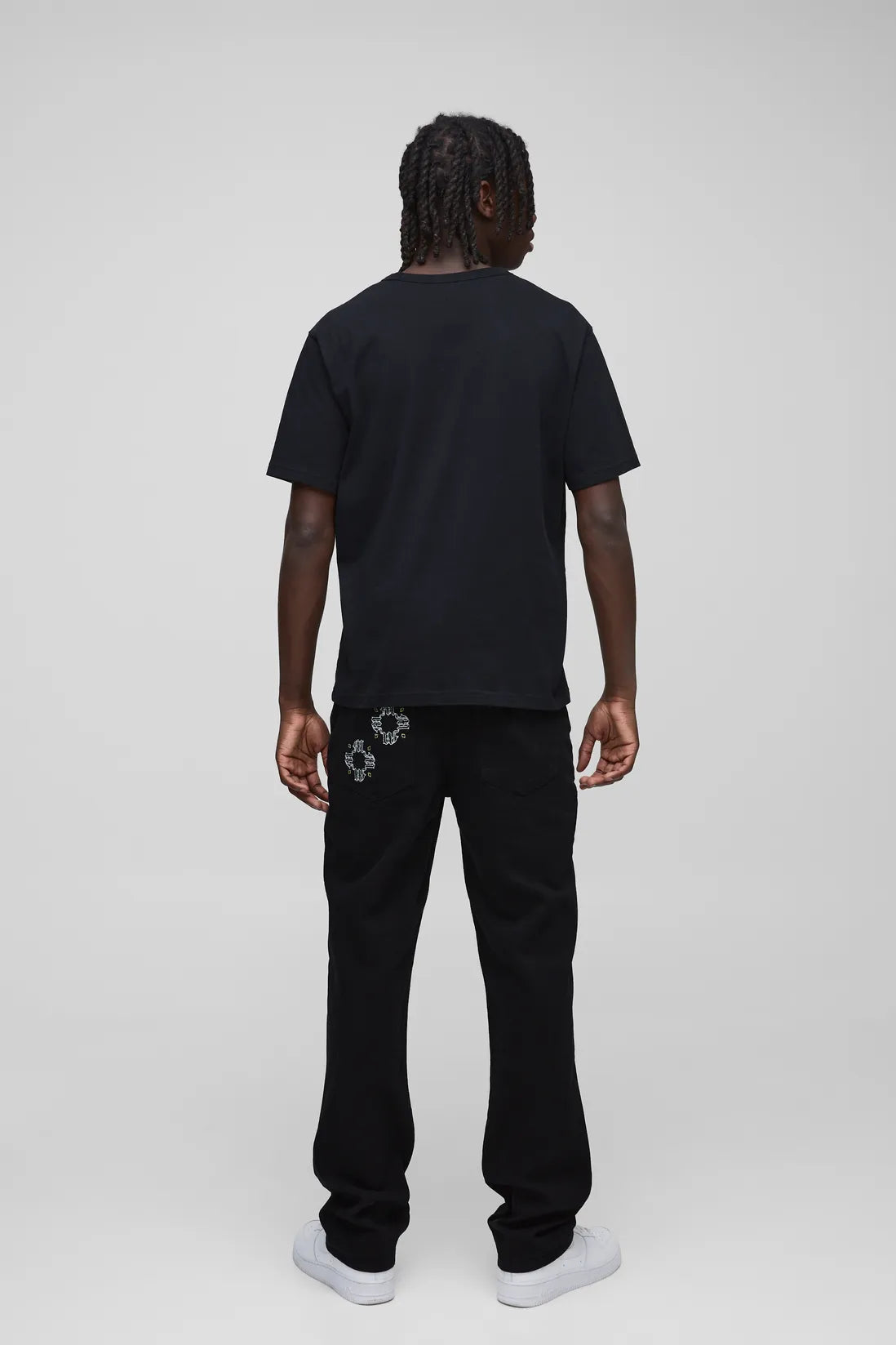 Straight Leg Floral Embroidered Carpenter Jeans