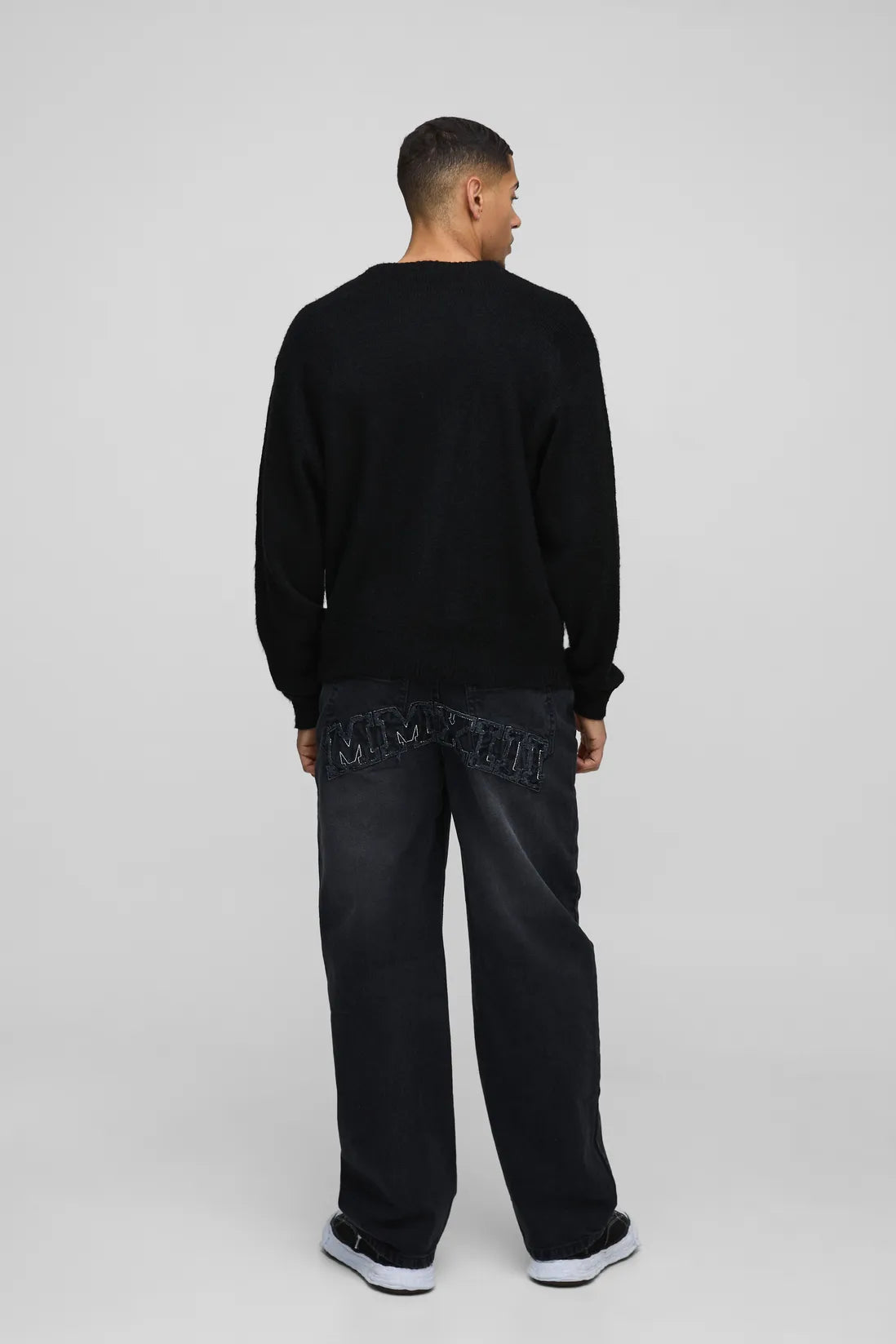 Relaxed Rigid Acid Wash Applique Denim Jeans