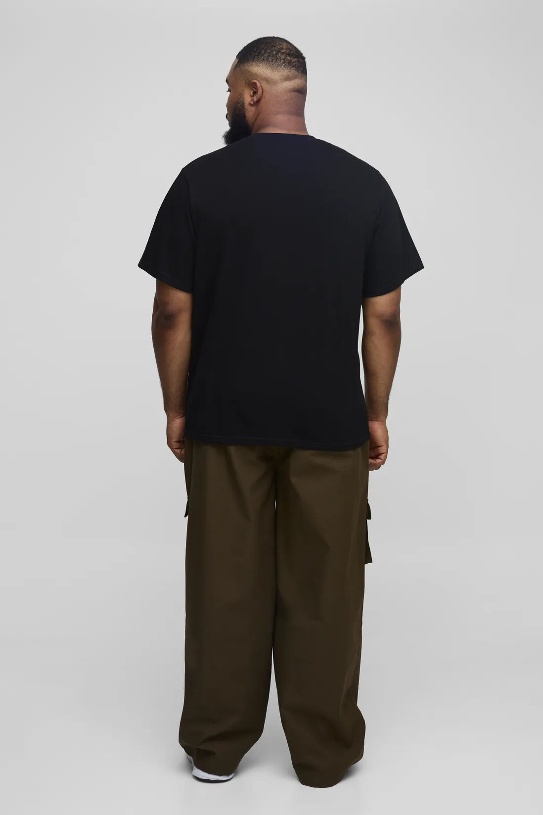 Plus Baggy Fit Ripstop Belt Buckle Detail Cargo Trousers