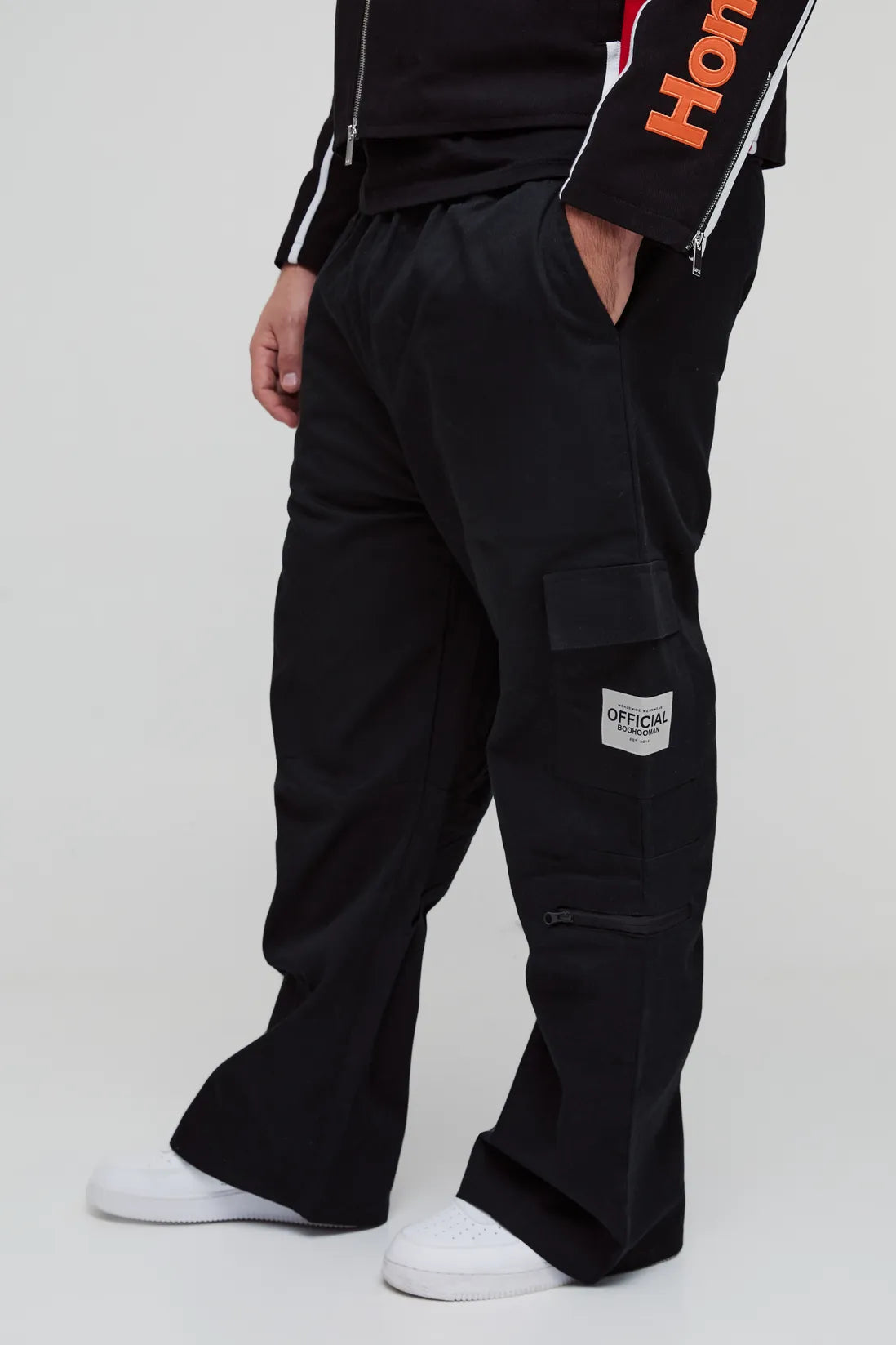 Plus Straight Leg Ankle Grazer Woven Tab Cargo Trouser