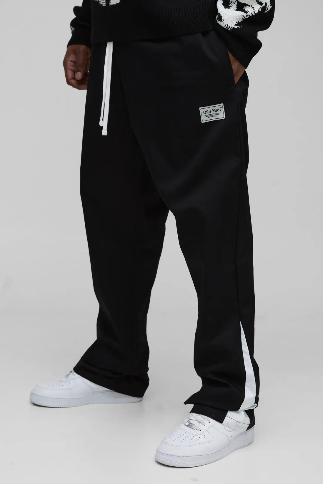 Plus Extended Drawcord Stacked Flared Trousers