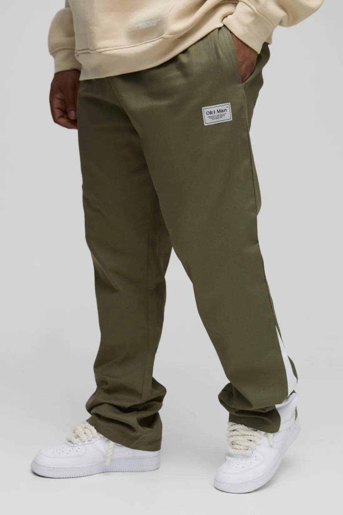 Plus Extended Drawcord Stacked Flared Trousers