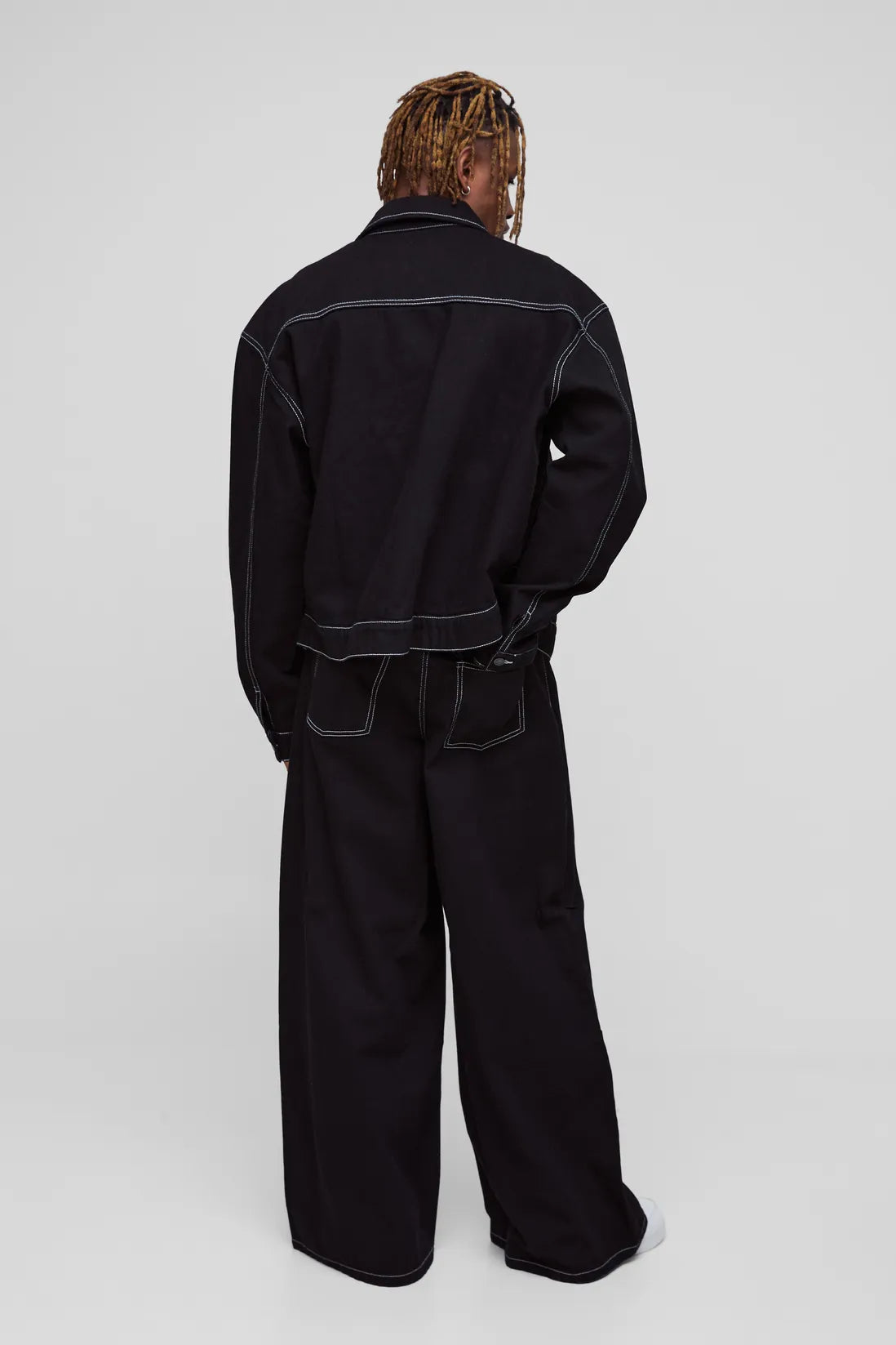 Tall Boxy Oversized Contrast Stitch Denim Jacket