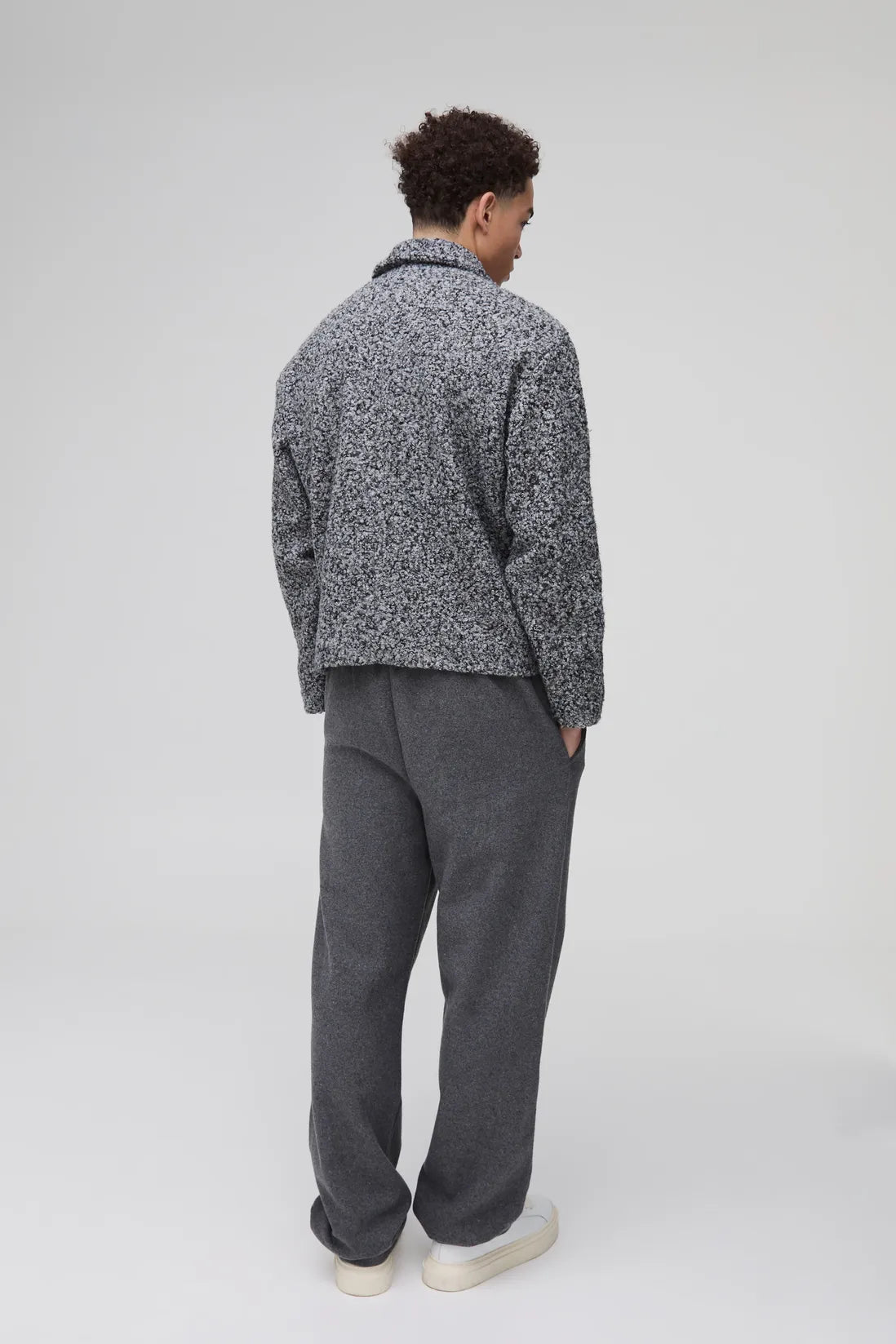 Oversized Boxy Boucle Harrington Jacket