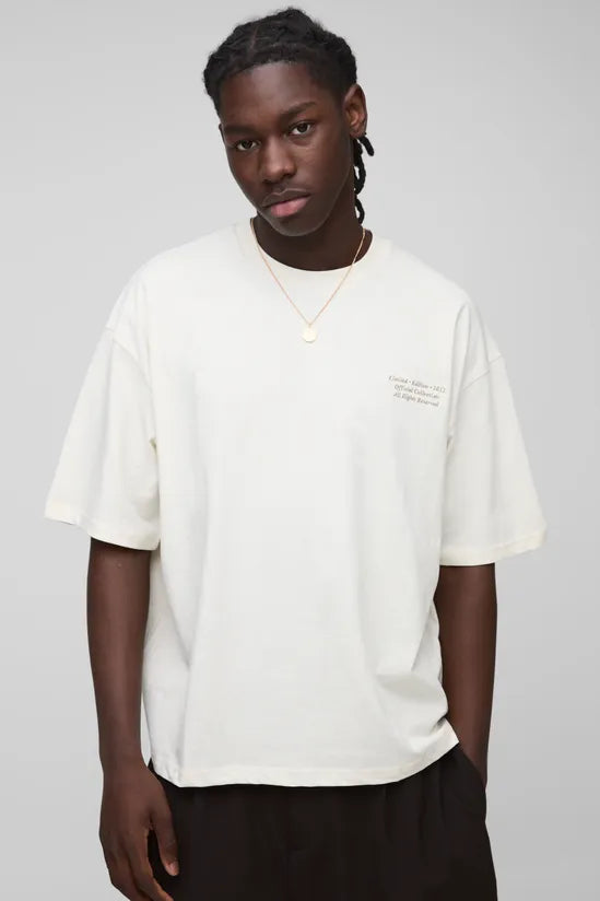 Oversized Boxy Embroidered Distressed 13 T-Shirt