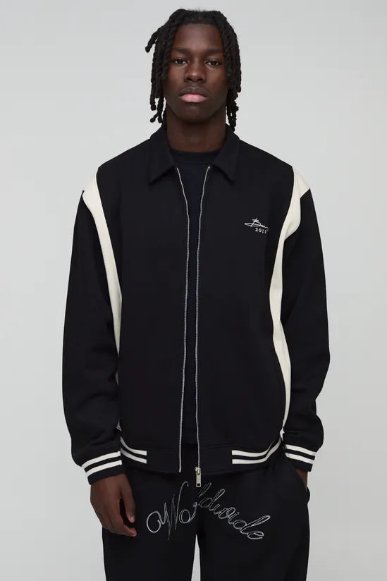 Oversized Bm Signature Colour Block Jersey Jacket