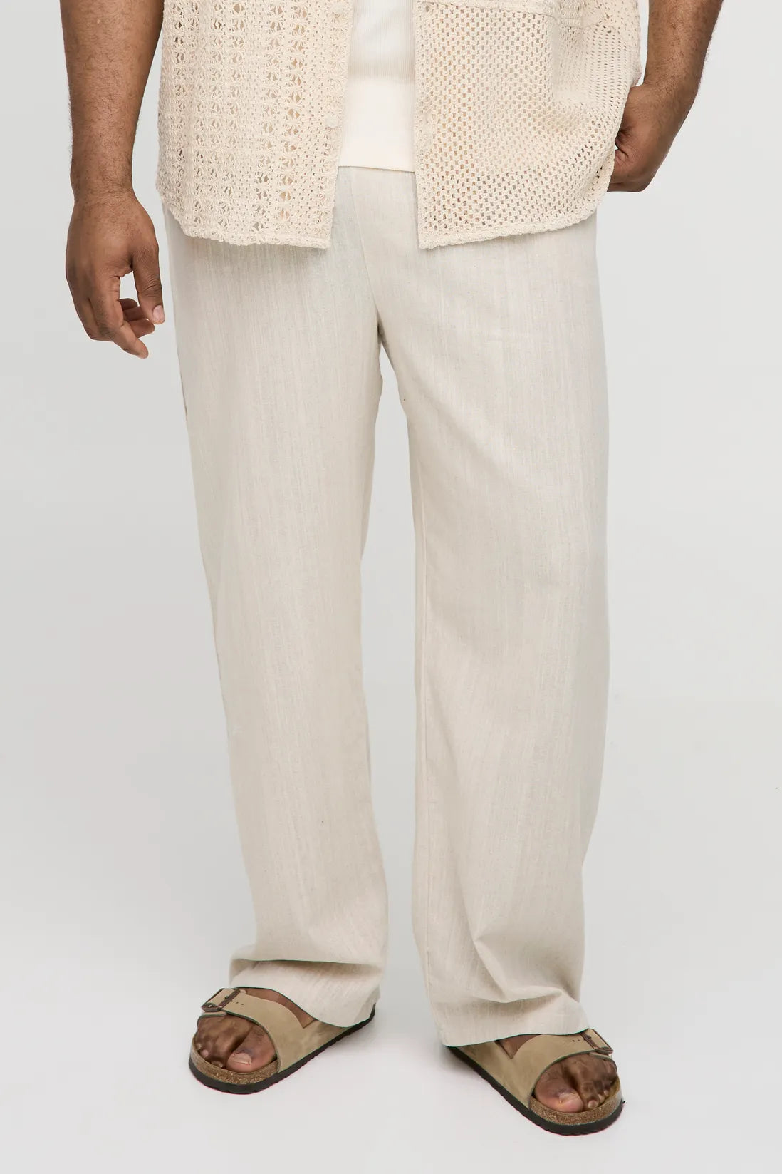 Plus Linen Relaxed Fit Trousers
