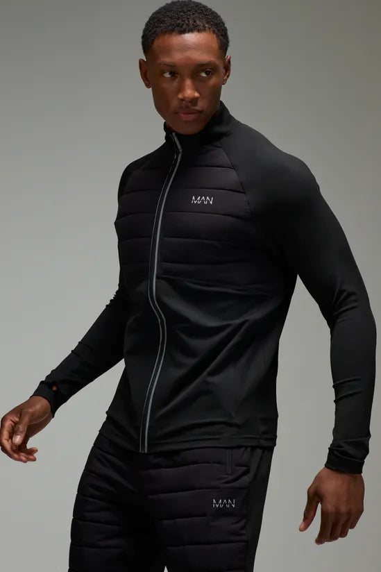 Man Active Winterized Lightweight Quilted Track Jacket
