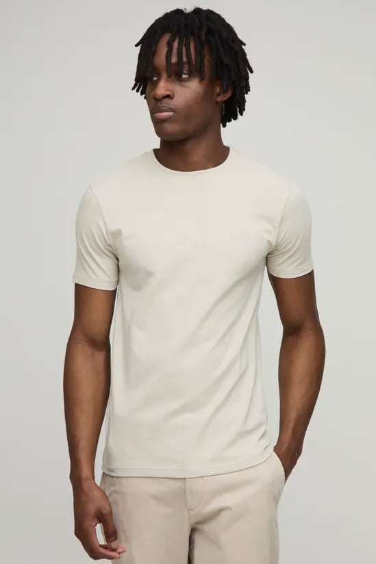Basic Muscle Fit Crew Neck T-Shirt