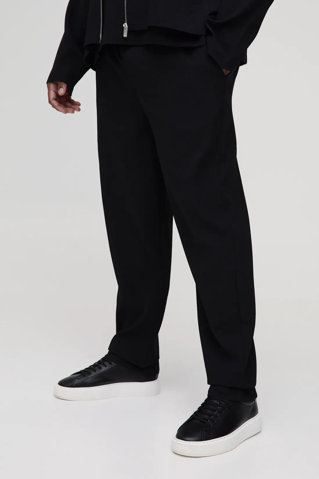 Plus Pleated Tapered Trousers
