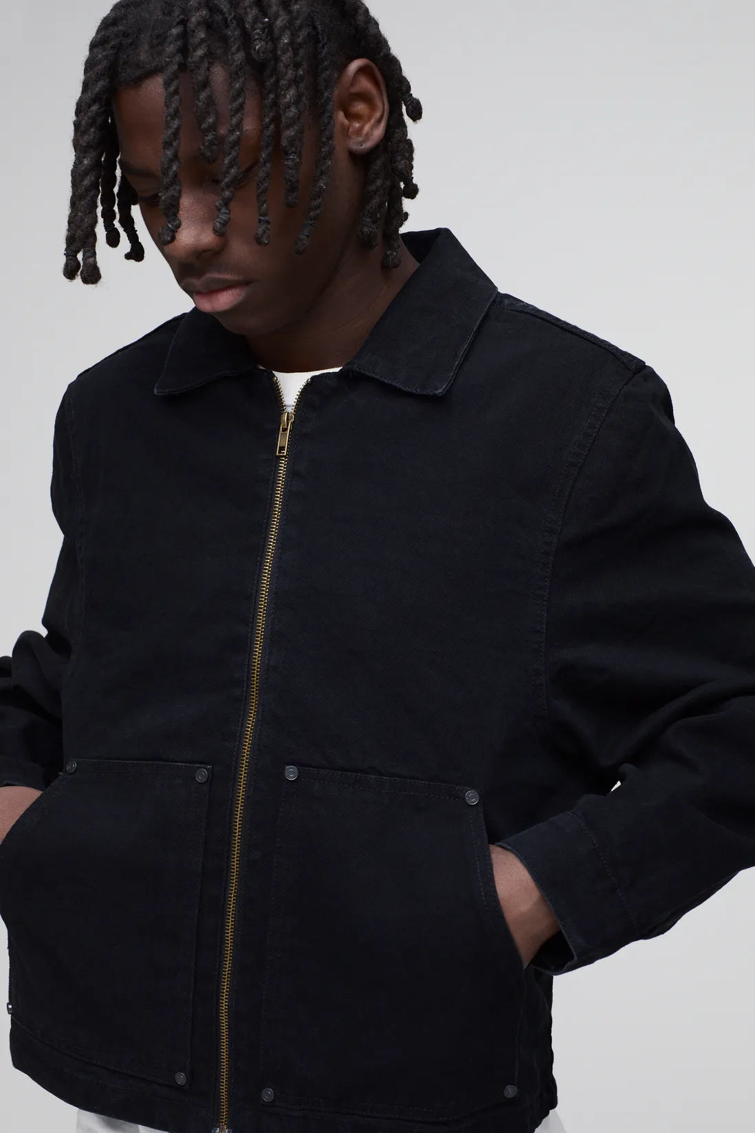 Carpenter Black Denim Harrington Jacket