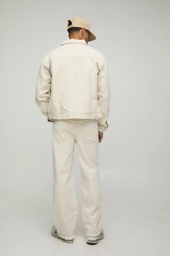Relaxed Herringbone Twill Harrington Jacket