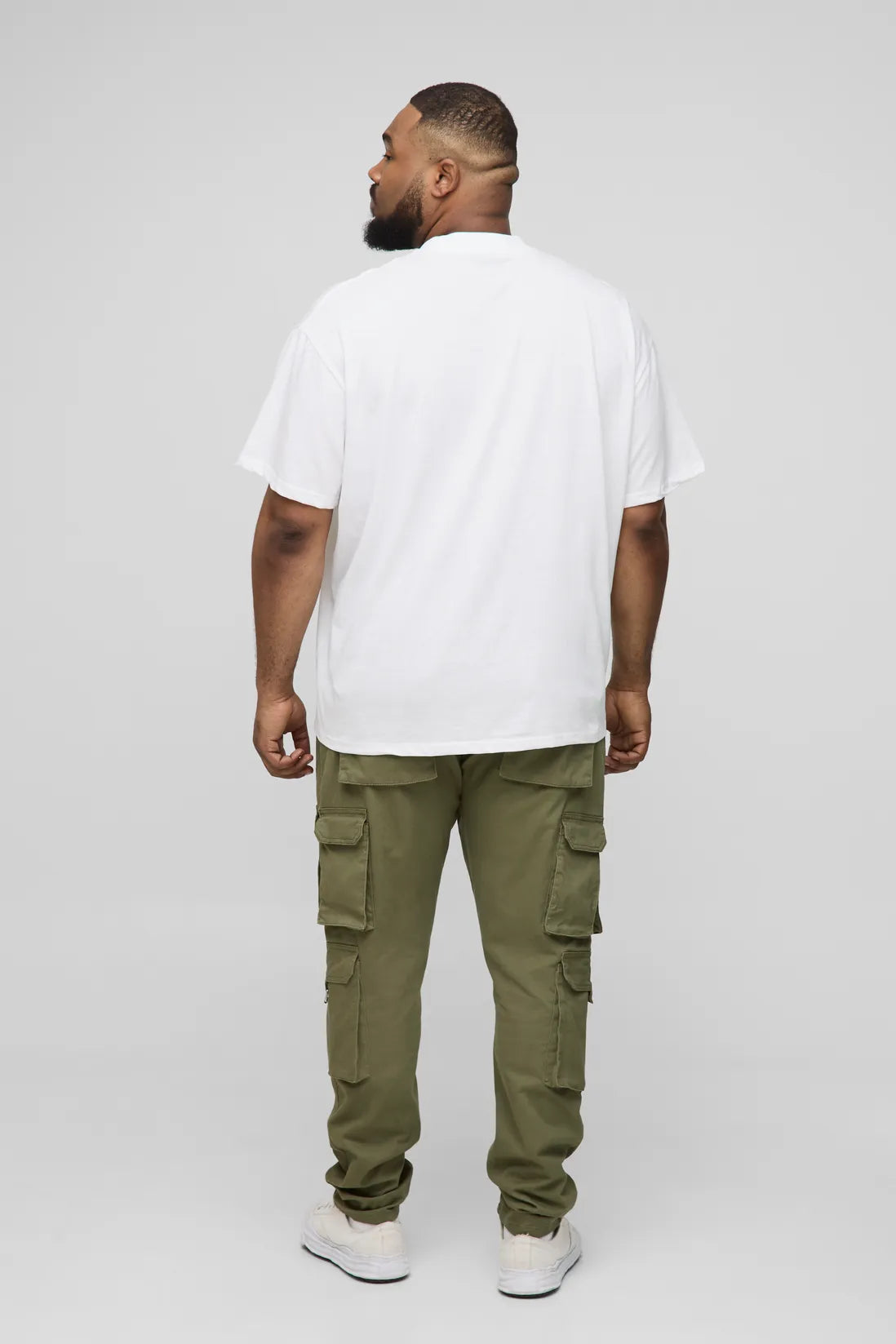 Plus Fixed Waist Multi Cargo Stacked Skinny Cargo Trousers