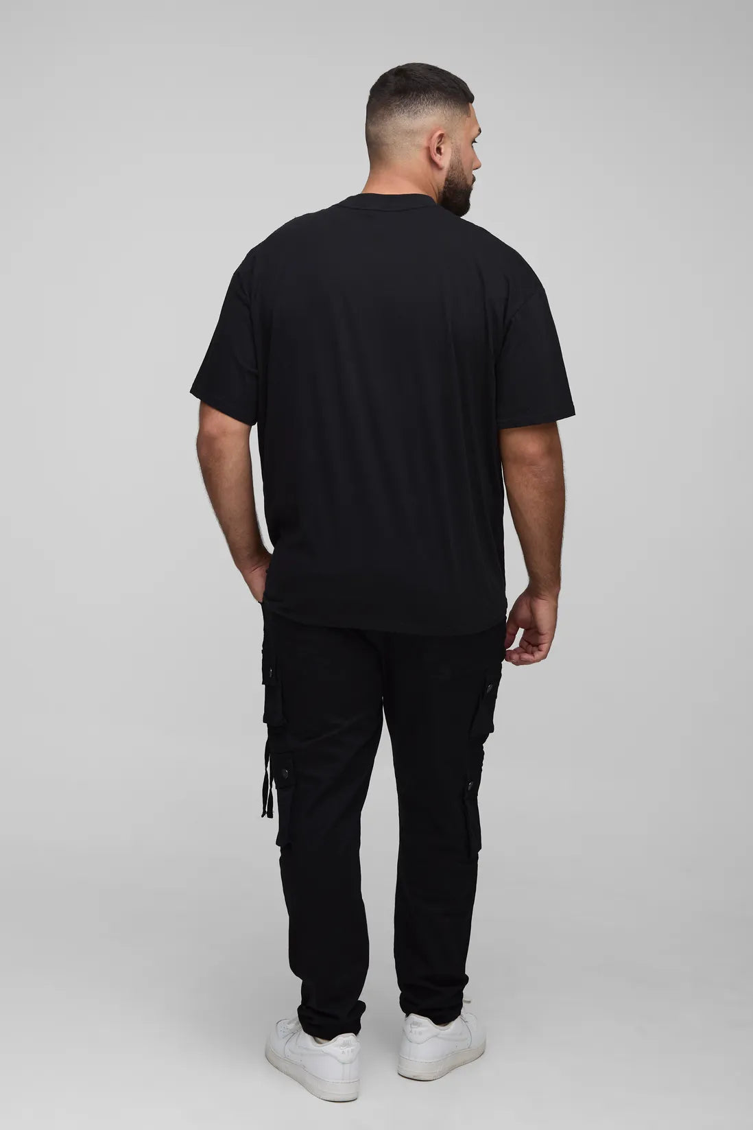 Plus Fixed Waist Multi Cargo Strap Detail Skinny Cargo Trousers