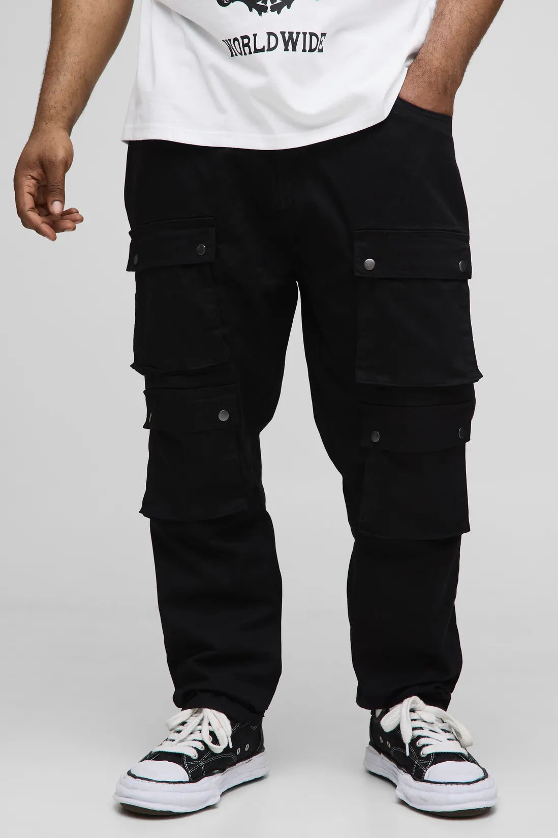 Plus Fixed Waist Multi Cargo Skinny Cargo Trousers