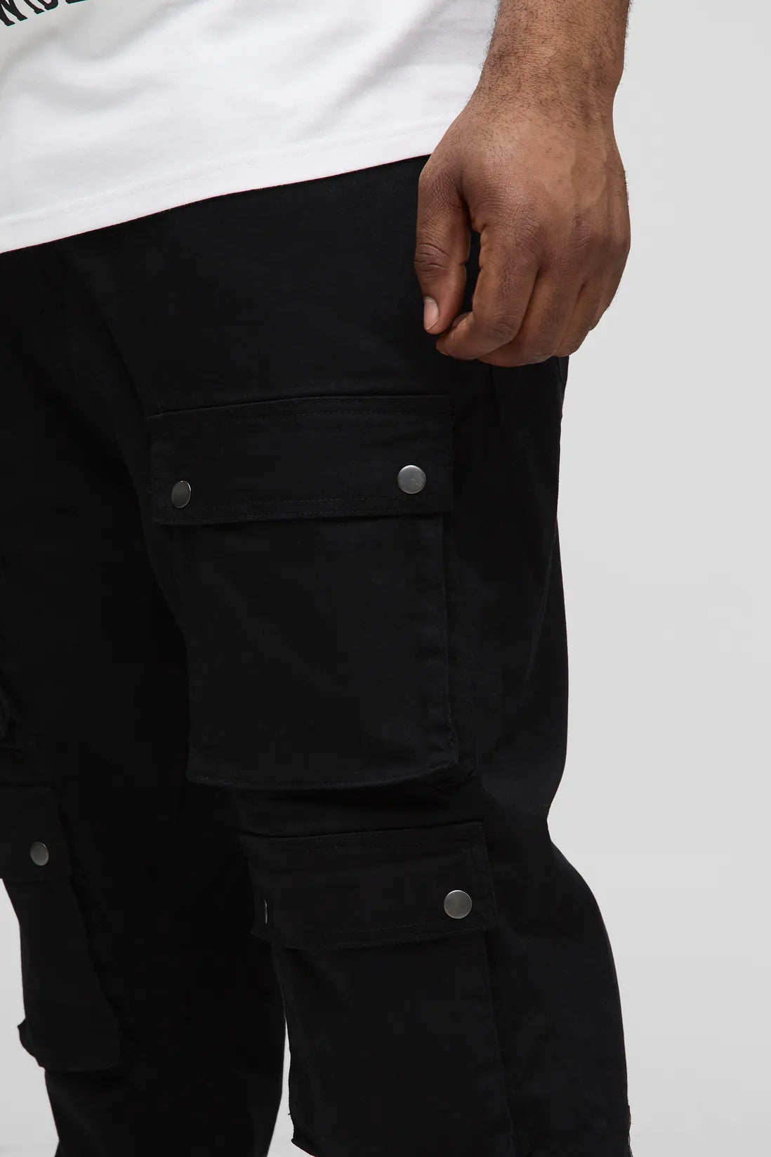 Plus Fixed Waist Multi Cargo Skinny Cargo Trousers